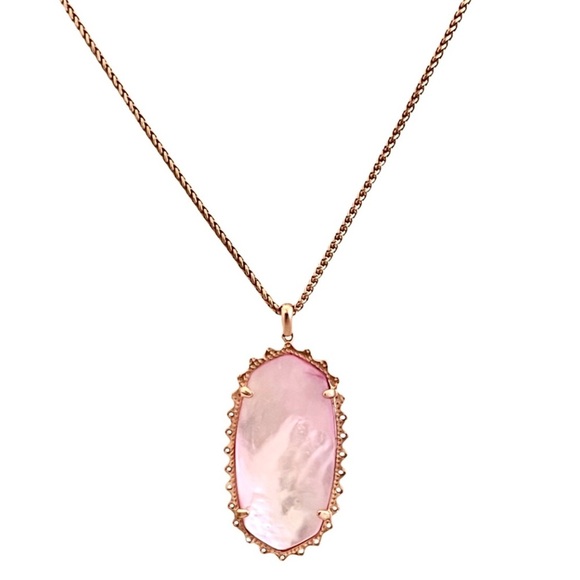 VINTAGE • Wrapped Lace Healing Rose Gold Pink Mother Of Pearl Necklace - Picture 1 of 5